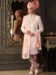 Peach Hand Embroidered Sherwani Set In Silk