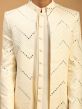 Cream Mirror Embroidered Indo Western For Men