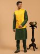 Green Festive Kurta Pajama With Yellow Jacket