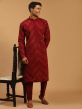 Red Mirror Embroidered Kurta Pyjama Set