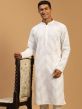 White Embroidered Kurta Pajama In Georgette