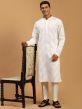 White Embroidered Kurta Pajama In Georgette