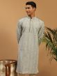 Grey Chikankari Embroidered Kurta Pajama