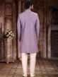 Purple Asymmetric Embroidered Indo Western For Men