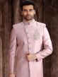 Pink Embroidered Groom Indo Western In Silk