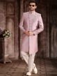 Pink Embroidered Groom Indo Western In Silk