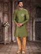 Green Art Silk Indo Western Set With Embroidery