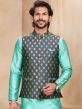 Turquoise Party Wear Kurta Churidaar With Jacket