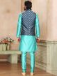 Turquoise Party Wear Kurta Churidaar With Jacket