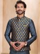 Grey Art Silk Mens Wear Kurta Pajama Set