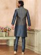 Grey Art Silk Mens Wear Kurta Pajama Set