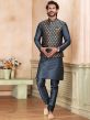 Grey Art Silk Mens Wear Kurta Pajama Set