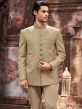 Green Woven Bandhgala Suit In Silk