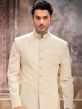 Off White Groom Embroidery Indo Western In Silk