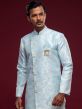 Blue Asymmetric Indo Western With Dhoti