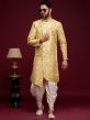 Yellow Woven Dhoti Style Indo Western In Silk