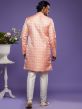 Peach Banarasi Silk Indo Western Set