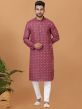 Magenta Printed Party Wear Kurta Pajama