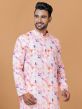 White Tie Dye Printed Kurta Pyjama In Cotton