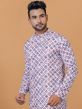 White Asymmetric Kurta Pajama With Prints