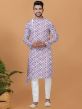 White Asymmetric Kurta Pajama With Prints