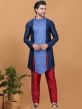 Blue Party Wear Kurta Pajama In Dupion Silk