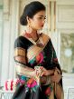 Black Floral Woven Saree In Handloom Silk