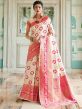 Off White Floral Woven Saree In Handloom Silk