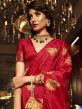 Red Zari Woven Saree In Satin