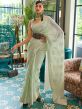 Green Party Wear Saree With Chikankari Work