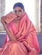 Pink Woven Party Wear Saree In Handloom Silk