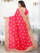 Peach Embroidered Border Wedding Saree In Silk