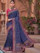 Blue Silk Saree With Mirror Work