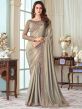 Silver Party Wear Saree With Embroidery