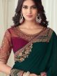 Green Embroidered Border Saree In Silk