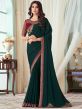 Green Embroidered Border Saree In Silk