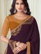 Purple Wedding Wear Saree With Embroidered Border