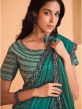 Green Half N Half Embroidered Border Saree