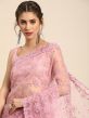 Pink Stone Embellished Saree In Net