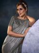 Silver Cocktail Wear Saree With Appliques