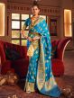 Blue Silk Saree With Woven Borders