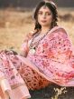 Pink Festive Wear Saree With Floral Prints