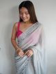 Grey Festive Saree With Mirror Work