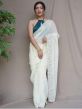 White Mirror Work Saree In Georgette