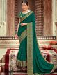 Green Wedding Wear Saree With Stone Work