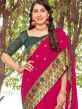 Pink Festive Saree With Woven Borders