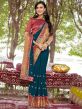 Blue Embroidered Art Silk Festive Saree