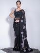 Black Cocktail Saree With Sequins Work