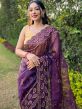 Purple Stone Work Saree In Organza