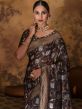 Brown Zari Woven Sari In Cotton